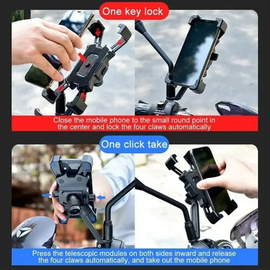 360° Rotatable Shockproof Phone Mount for Bicycle & Motorcycle – Universal Holder for iPhone, Samsung, Xiaomi.IOS