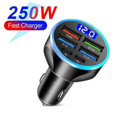 66–250W PD Car Charger QC3.0