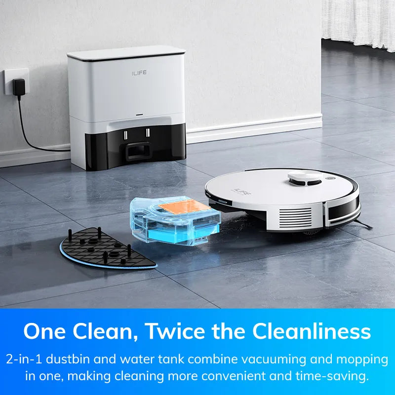 ILIFE A30 PRO Robot Vacuum & Mop Combo – 5000Pa Powerful Suction, Self-Emptying, 60-Day Dustbin, App & Remote Control