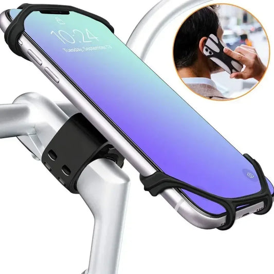 360° Rotatable Silicone Phone Holder for Bicycle & Motorcycle – Universal Shockproof Handlebar Mount