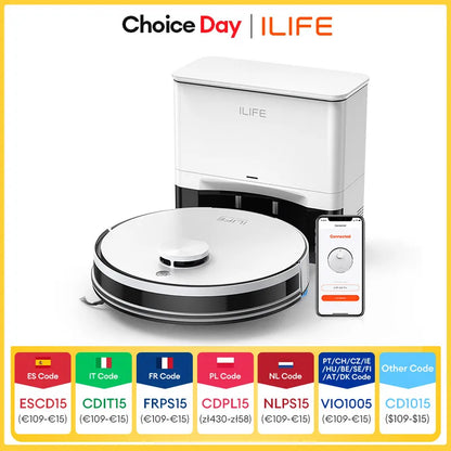 ILIFE A30 PRO Robot Vacuum & Mop Combo – 5000Pa Powerful Suction, Self-Emptying, 60-Day Dustbin, App & Remote Control