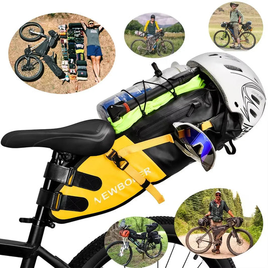 NEWBOLER 13L Waterproof Bicycle Saddle Bag – Large Capacity Foldable Rear Seat Trunk Bag for MTB & Road Bikepacking