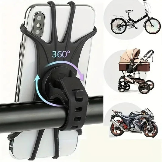 360° Rotatable Silicone Phone Holder for Bicycle & Motorcycle – Universal Shockproof Handlebar Mount