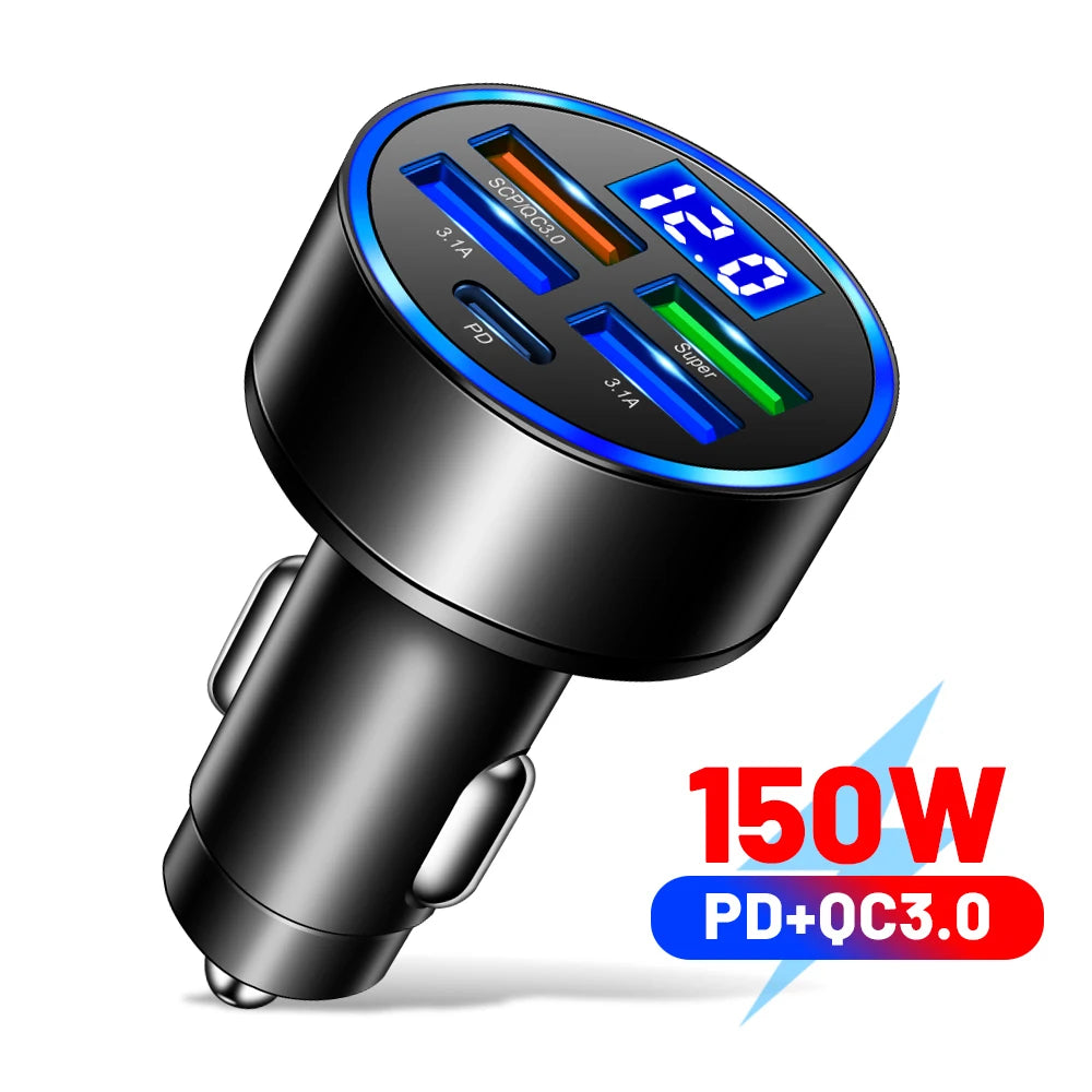 66–250W PD Car Charger QC3.0